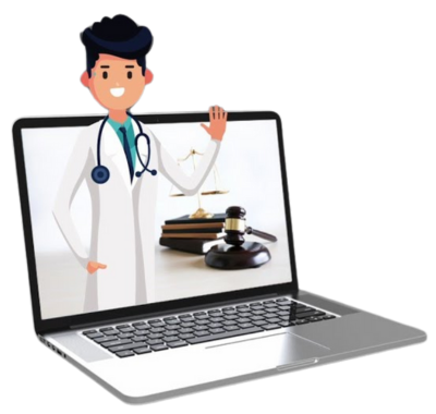 Laptop with doctor illustration